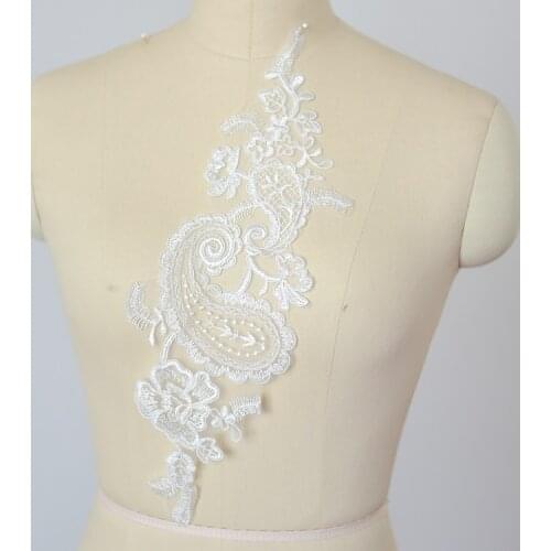 Embroided lace patches craft material applique DIY Apparel Sewing & Fabric dress accessories off white 10pcs/ lot wedding dress