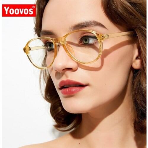 Yoovos 2021 Glasses Frame Women Round Luxury Glasses For Women/Men Blue Light Eyeglasses Brand Design Big Frame Gafas De Mujer