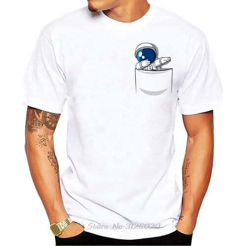 Dabbing astronaut in pocket funny tshirt men new white short sleeve casual homme cool dab t shirt