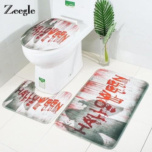 Zeegle Bath Mat Halloween Style Blood Pattern Bathroom Carpet Water Absorbent Non-slip Rug Floor Area Bath Mats
