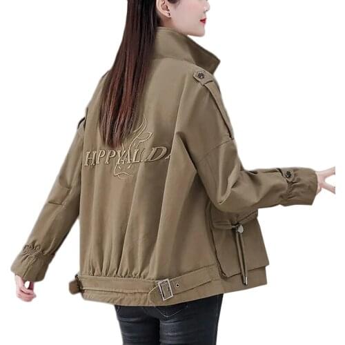 Spring Autumn New Korean Retro Baseball Uniform Tooling Outerwear Plus Size Womens Trench Coat Female Casual Jacket Overcoat 4XL
