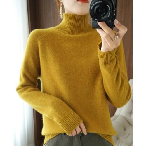 Women Knitwears 100% Merino Wool Knitted Pullovers Winter 2021 New Soft Warm Thicker Sweaters Female Long Sleeve Woolen Clothes