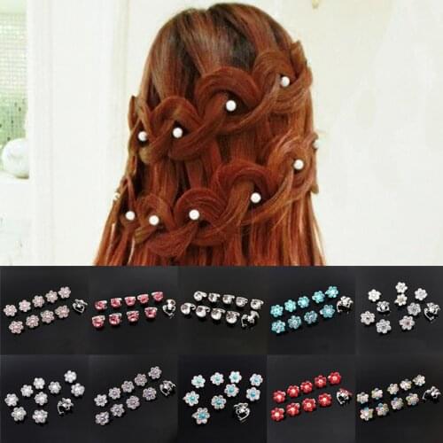 10PCS/Lot Wedding Bridal Hair Claws Girls Small Cute Crystal Flowers Metal Hair Clips Women Mini Headwear Hair Accessories