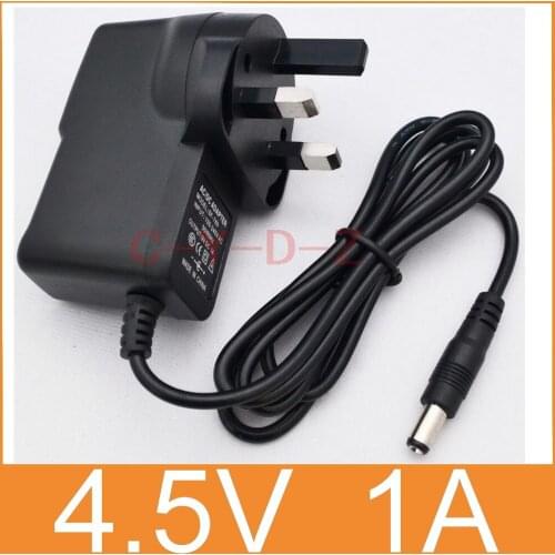 1PCS 4.5V1A AC 100V-240V Converter Adapter DC 4.5V 1A 1000mA Power Supply UK 3 Plug DC 5.5mm x 2.1mm