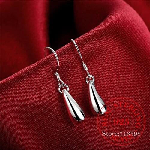 100% Real 925 Sterling Silver Tear/water-drop Vintage Long Drop Dangle Earrings For Women 2021 Engagement Wedding Jewelry Gift