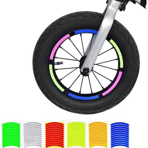 12pcs/sheet bicycle reflective stickers wheel decals reflective tape with safety tape bicycle child wheel stickers balance bike