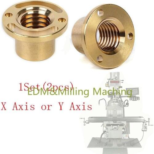 2PCS/Set CNC Milling Machine Part Longitudinal Brass Feed Nut X/Y Axis For Bridgeport Mill Tool