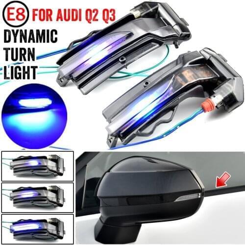 2PCS LED Dynamic Flowing Turn Signal Light Side Rearview Mirror Indicator Blinker Light For AUDI Q2 2018 2019 2020 Q3 2019 2020