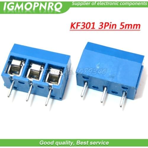 20PCS KF301-3P 5.08mm KF301 3Pin Blue Connect PCB Terminal Screw Terminal Connector Splice connector GMOPNRQ