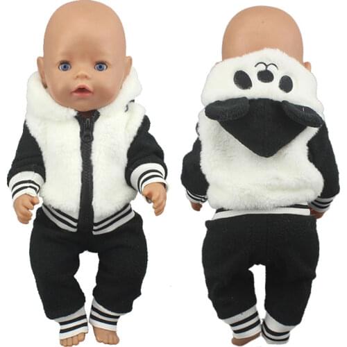 2020 Cute panda clothes Suits Fit For 43cm Baby Doll 17 Inch Reborn Baby Doll Clothes