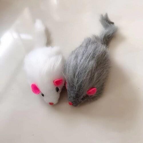 2021 False Mouse Cat Pet Toys Long-haired Tail Mice With Sound Rattling Soft Real Rabbit Fur Sound Squeaky Toy For Cats Dogs HOT