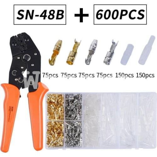 400/600PCS Bullet Terminals Car Auto Motorcycle Crimp Terminals Electrical Wire Connectors Bullet Connectors SN-48B Crimping Kit