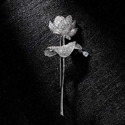 Red Trees Brand High Quality Fashion Jewelry Female Pins and Brooches Box Package Elegant Lotus Brooch For Women Drop Shipping