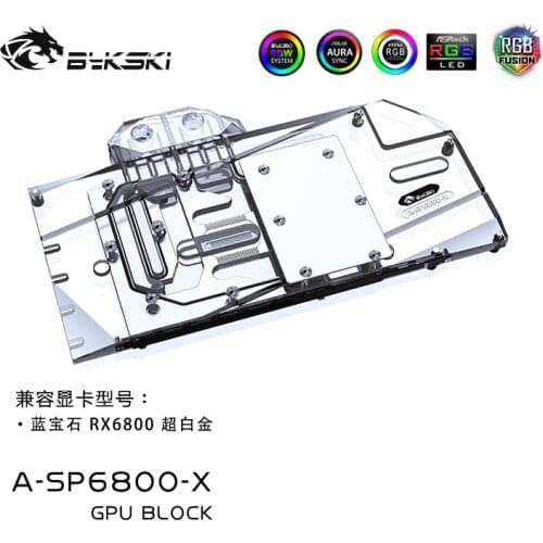Bykski Water Block use for Sapphire Radeon RX 6800 Nitro+ GPU Card / Full Cover Copper Radiator Block /A-RGB / RGB