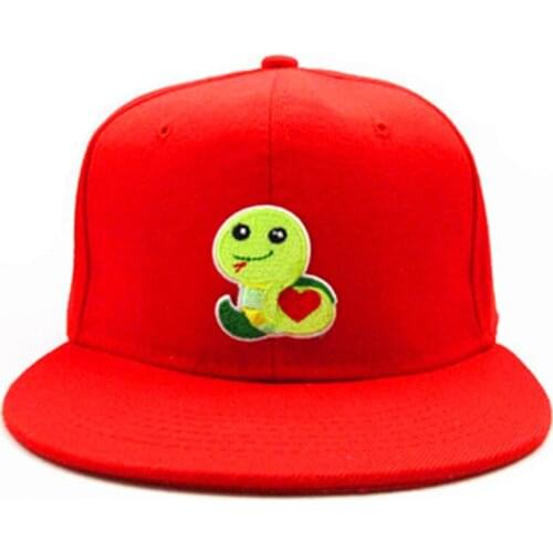 Cartoon Snake Embroidery Cotton Baseball Cap Hip-hop Cap Adjustable Snapback Hats for Men and Women 322