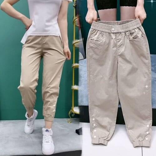 Cotton Stretch Denim Harem Pants Womens Spring and Summer Loose Wild Daddy Pants High Waist Slim Casual Straight-leg Pants