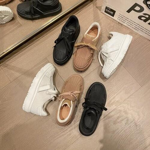 Hot style shell head wind white shoe leather shoes the new spring 2021 joker thick bottom Velcro casual shoes