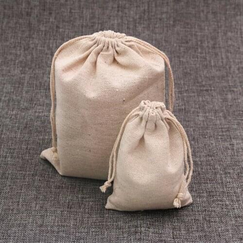 Wholesale 7sizes Cotton Drawstring Bags Pouches Jewelry Gift Bags 50pcs Cloth Bracelet Packing Pouch Wedding Packing Gift Bag