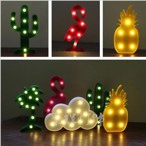 Cute Letter Flamingo Led Night Light for baby Pineapple Pendant lamp Cactus Wall Lamp Marquee LED For Home Christmas decoration