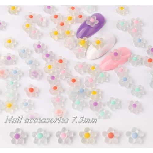 Fashion Resin 7.5MM Mini lovely Flowers Candy colors 3D Charm Nail Art Decorations Rhinestones DIY Manicure Nails Accessories