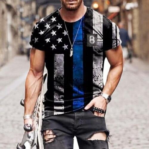 2021 Summer American Independence Day Flag Printing T-Shirt Casual T-Shirt Short Sleeve T-Shirts Mens Clothing Street Wear