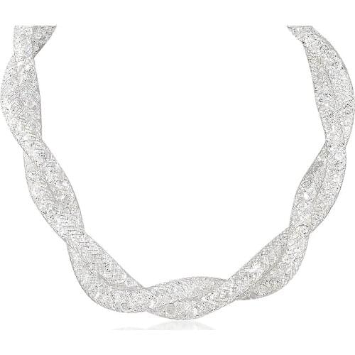 Mytys Crystal Wire Mesh Net Tube Collection Necklace Inside Crystal Wire Mesh Necklace for Women N373