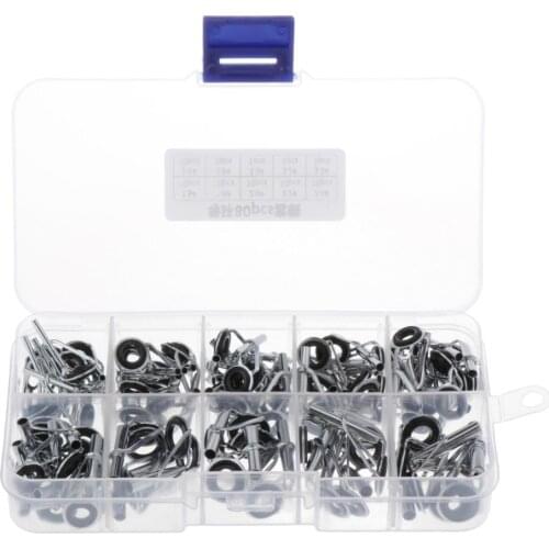 40pcs Sea Fishing Rod Guides Set Tip Repair Kit Fishing Rod Parts Stainless Steel Fishing Accessories for Saltwater Freshwater