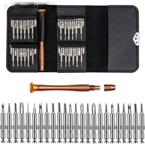 Leather Case 25 In 1 Torx Screwdriver Set Mobile Phone Repair Tool Kit Multitool Hand Tools For Iphone Watch Tablet PC 2021 New