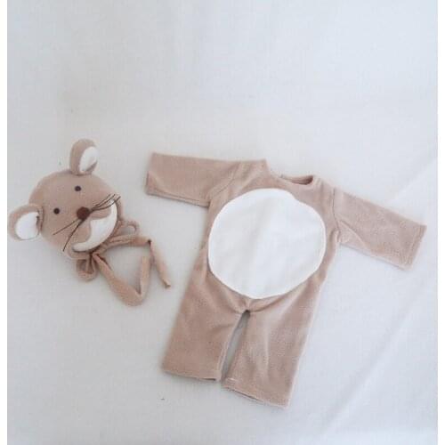Newborn Lovely Animal Outfit For Photo Shoot Newborn Photography props Baby Soft Bonnet Romper Set