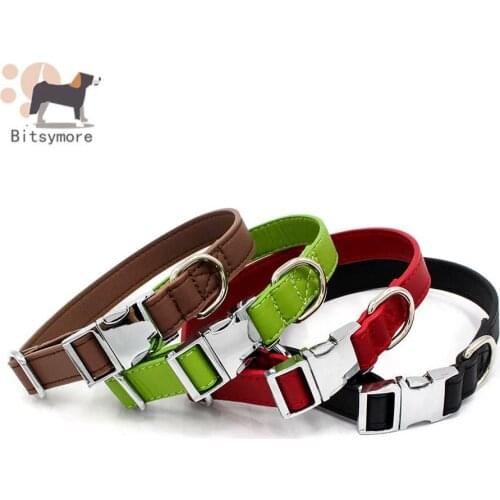 New Style Wearable PU Leather Metal Release Buckle Lettering Pet Collar Dog Supplies Dog Harness