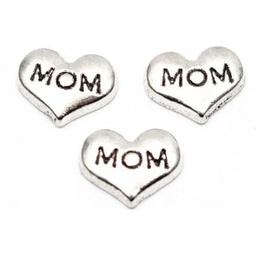 Wholesale 10pcs/lot MOM Heart Floating charms Alloy Charms Living glass Memory Lockets DIY Jewelry