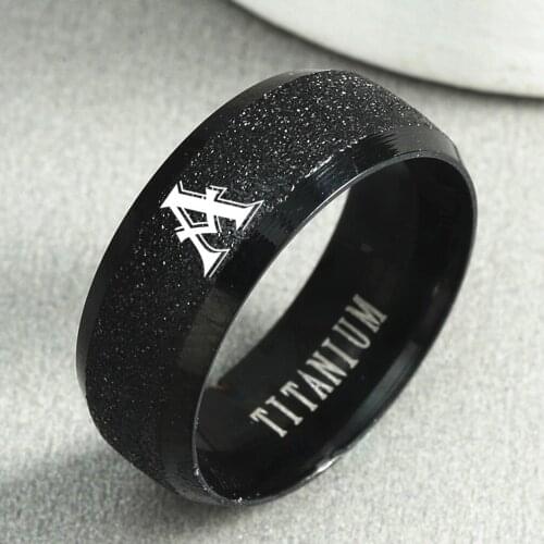 8MM Personalised Initial Ring Engrave A to Z Alphabet Stainless Steel Signet Blank Plain Ring Band 12 Zodiac Ring For Men Women