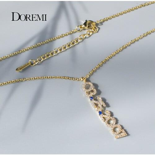 DOREMI Personalized Number Necklace Name Necklace Nameplate Birthstone Chain for Women 6mm Pendant Letters Zirconia Necklaces