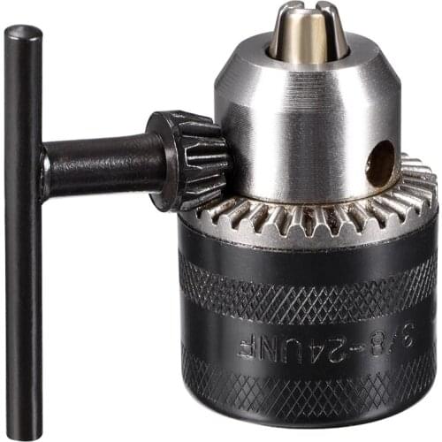 Uxcell Drill Chucks, 1.5-10mm Capacity 3/8-24 UNF Threaded with Chuck Key for Electric Impact Corded Cordless Drill