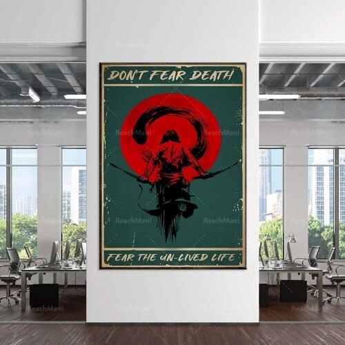 Samurai Warrior Poster Japanese Style Fear Fearless Death Fearless Life Home Decoration Poster