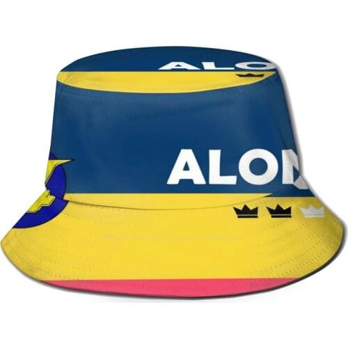 With The Two World Stars And The Triple Crown Flat Top Breathable Bucket Hats Fernando Alonso Tricolor Edition Fernando Alonso