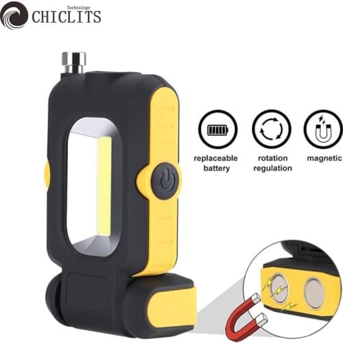 COB LED Flashlight With Strong Magnet 3 Modes Battery Operated Working Lamp Magnet Mini Lighting LED Torch Lamp for Hiking Camp