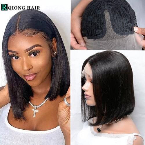 T Part Short Bob Lace Front Human Hair Wigs For Black Women European Straight Hair Wigs 150% Cheap Bob Wigs Under 40 dollars
