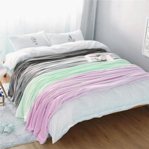 Spring/Autumn Soft Warm Solid Color Flannel Blanket Bed Sheet Sofa Towel Bedspread Size Light Blanket Bedding Machine Washable