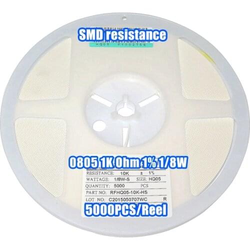 1 Reel 0805 1k 1K Ohm 1% 1/8W SMD Resistance 5000PCS/Reel