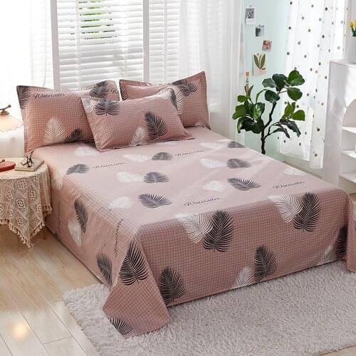 1pcs 100% Cotton Bed Sheet Leaves Flowers Printed Double Top King Sheets Pure Cotton Single Size Kids Bed Linen (No Pillowcase)