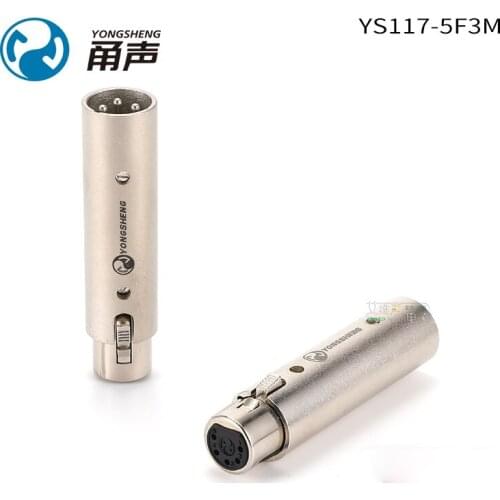 1Pcs Yongsheng YS117-5F3M/5F3M five-core XLR female to three-core male DMX512 light signal audio adapter accessories