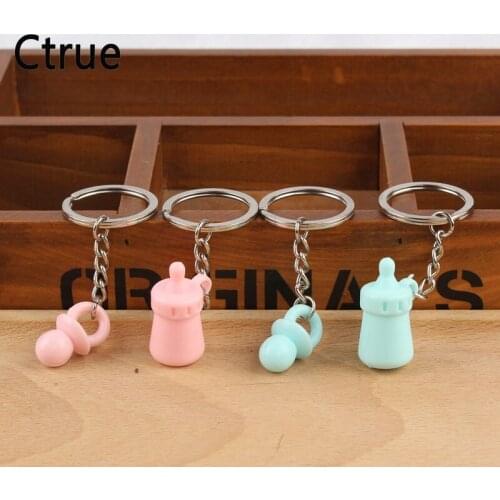 10pair Acrylic Babys Bottle and Nipple Keychain birthday party accessories wedding favors baby shower souvenir