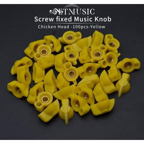 100PCS Screw Locked Guitar Amplifier Amp Effect Pedal Knobs Speed Control Knob Potentiometer Knob Cap Guitar Accessories Yellow