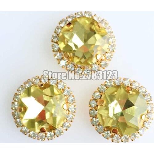12mm 20pcs light yellow hight quality Crystal buckle,Fat Square shape sew on rhinestones DIY Apparel accessories SKFF21