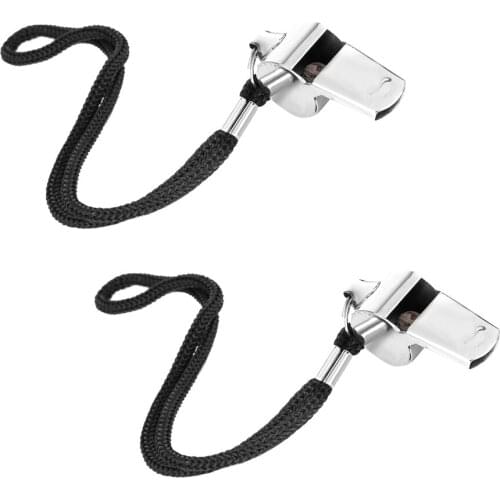 2x Soccer Metal Referee Whistle Lanyard Neck Strap Basketball Football Running