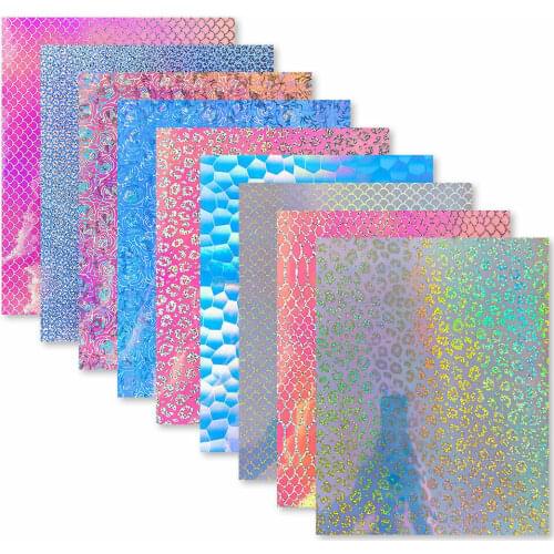 9 Sheets 12"x10" Bundle Iridescent Gradient Adhesive Craft Vinyl Multicolor for Cricut Silhouette Cameo Window Halloween Decor