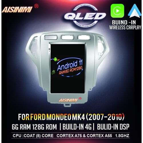 AISINIMI 6+128G Android 11 Car Dvd Navi Player For Ford Mondeo mk4 Car audio for Tesla Style gps Multimedia Stereo Monitor