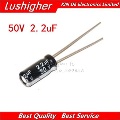 50PCS 50V2.2UF 4*7mm 2.2UF 50V 4x7 mm Aluminum Electrolytic Capacitor DIP