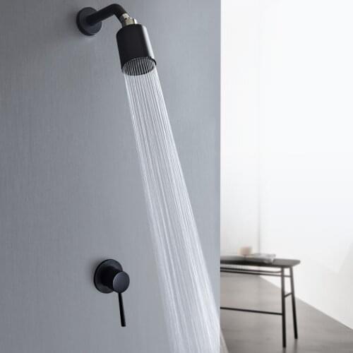 Free Shipping Black Concealed Shower Faucets Set Brass Rainfall Shower Head Single Handle Mixer Tap Bathroom Overhead Shower
